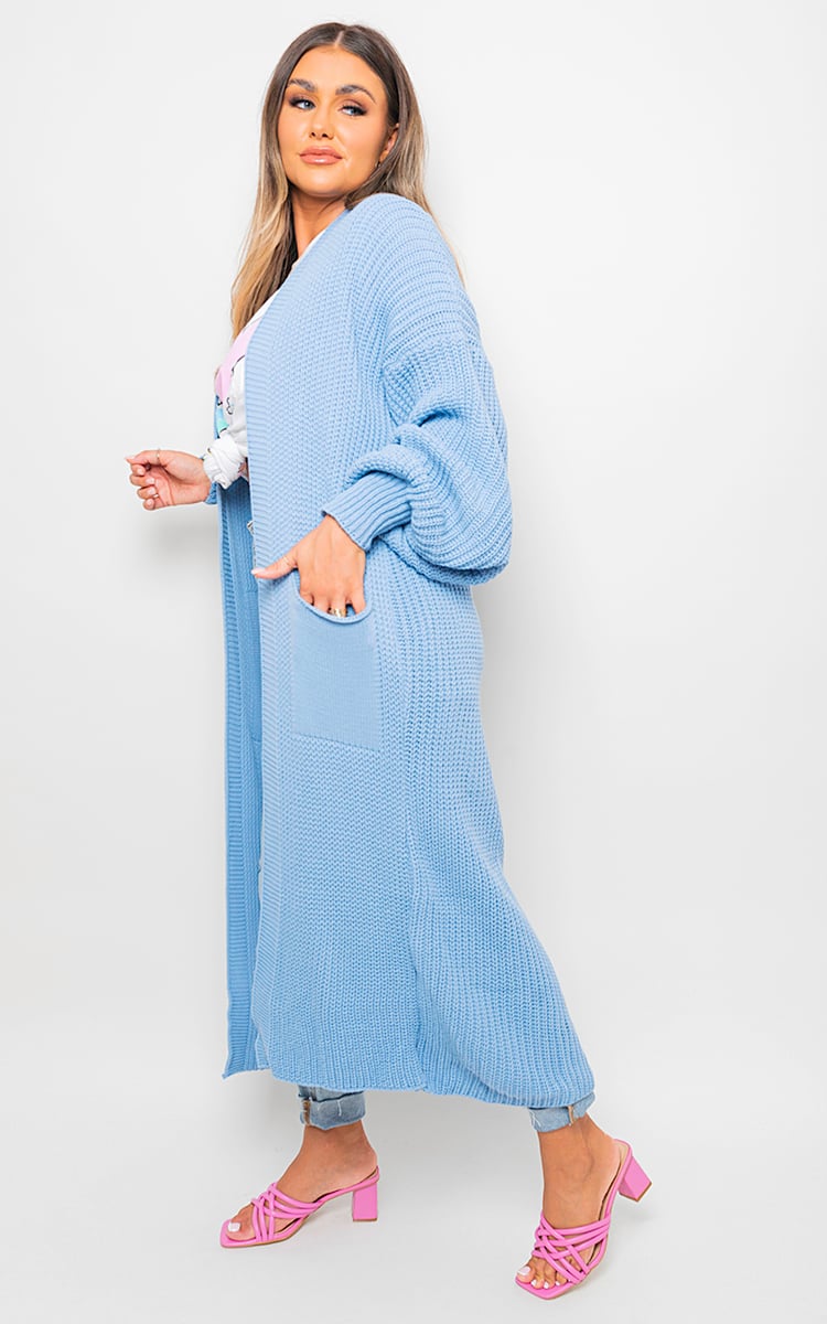 Chunky Knitted Balloon Sleeve Long Maxi Cardigan