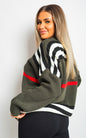 Oversized Striped Long Sleeve Knitted Jumper