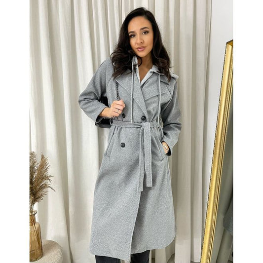 Belted Button Hooded Trench Coat