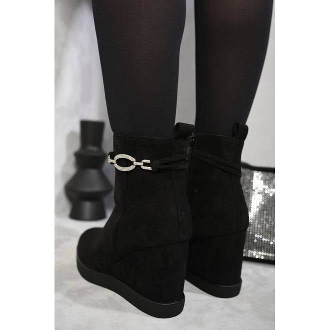 Decorative Strap Wedge Heel Platform Ankle Boots