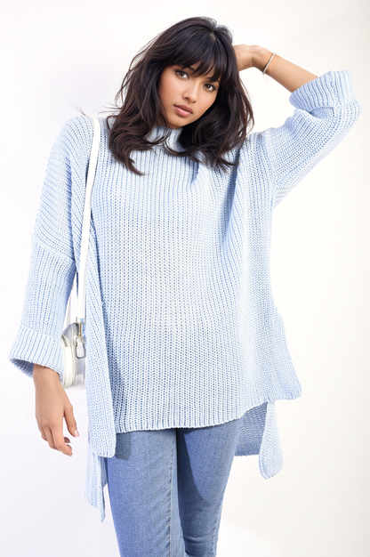 High Neck Oversized Long Sleeve Knitted Jumper